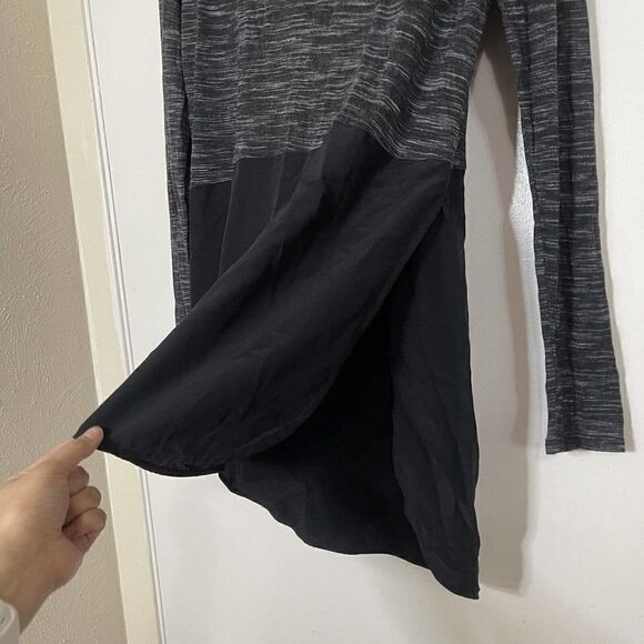 VINCE. Marled grey black knit long sleeve tunic top silk combo size Small - Picture 2 of 4